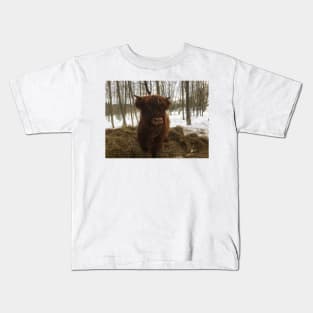 Scottish Highland Cattle Calf 1920 Kids T-Shirt